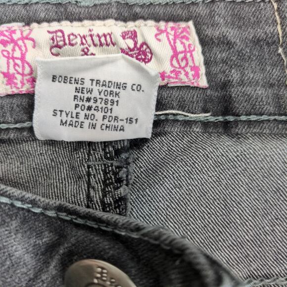 Denim & Rivets Y2K Charcoal Jeans Women's 20 Stretch 34x29" Glitter Side Stripe - Picture 7 of 10